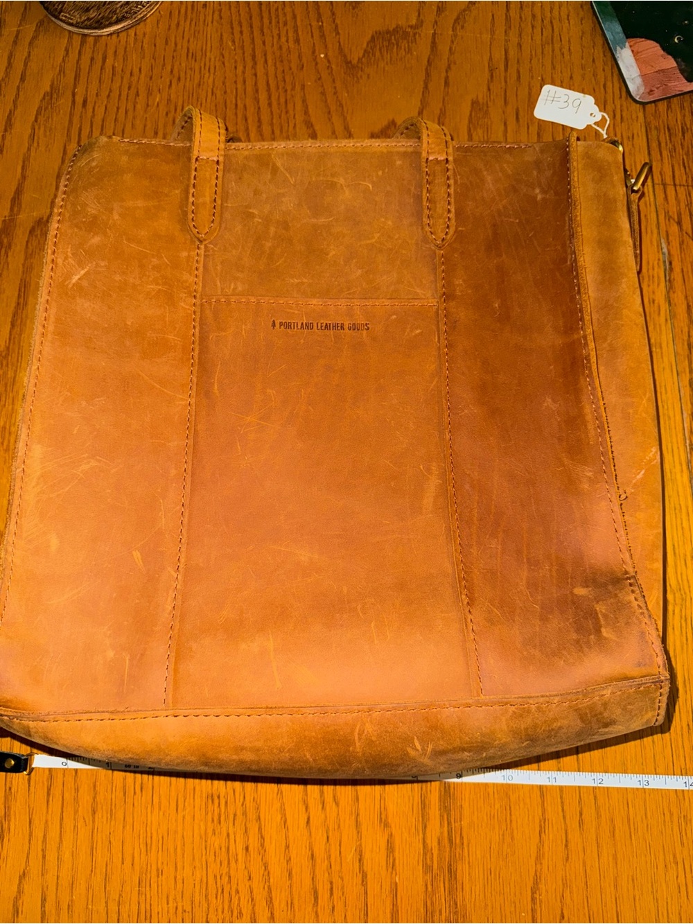 Portland Leather Cognac Leather Messenger Tote #39
